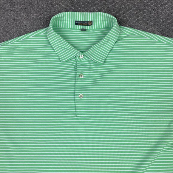 Peter Millar Summer Comfort Polo Shirt Men's XXL Green White Golf Performance - Picture 3 of 10